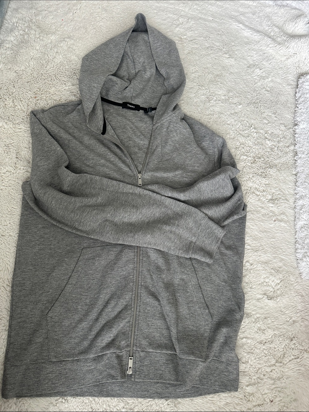 Theory Gray Zip-Up Hoodie Performance Jacket